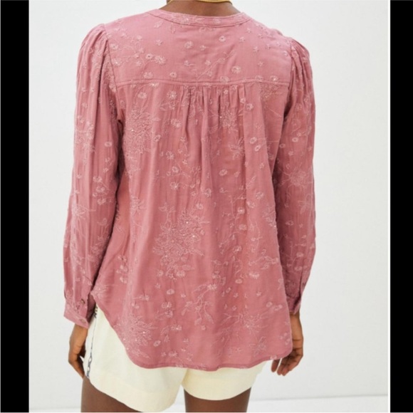 Anthropologie Pilcro Jolie Pintucked Blouse Pink/Rose ~ Size M - Picture 5 of 14